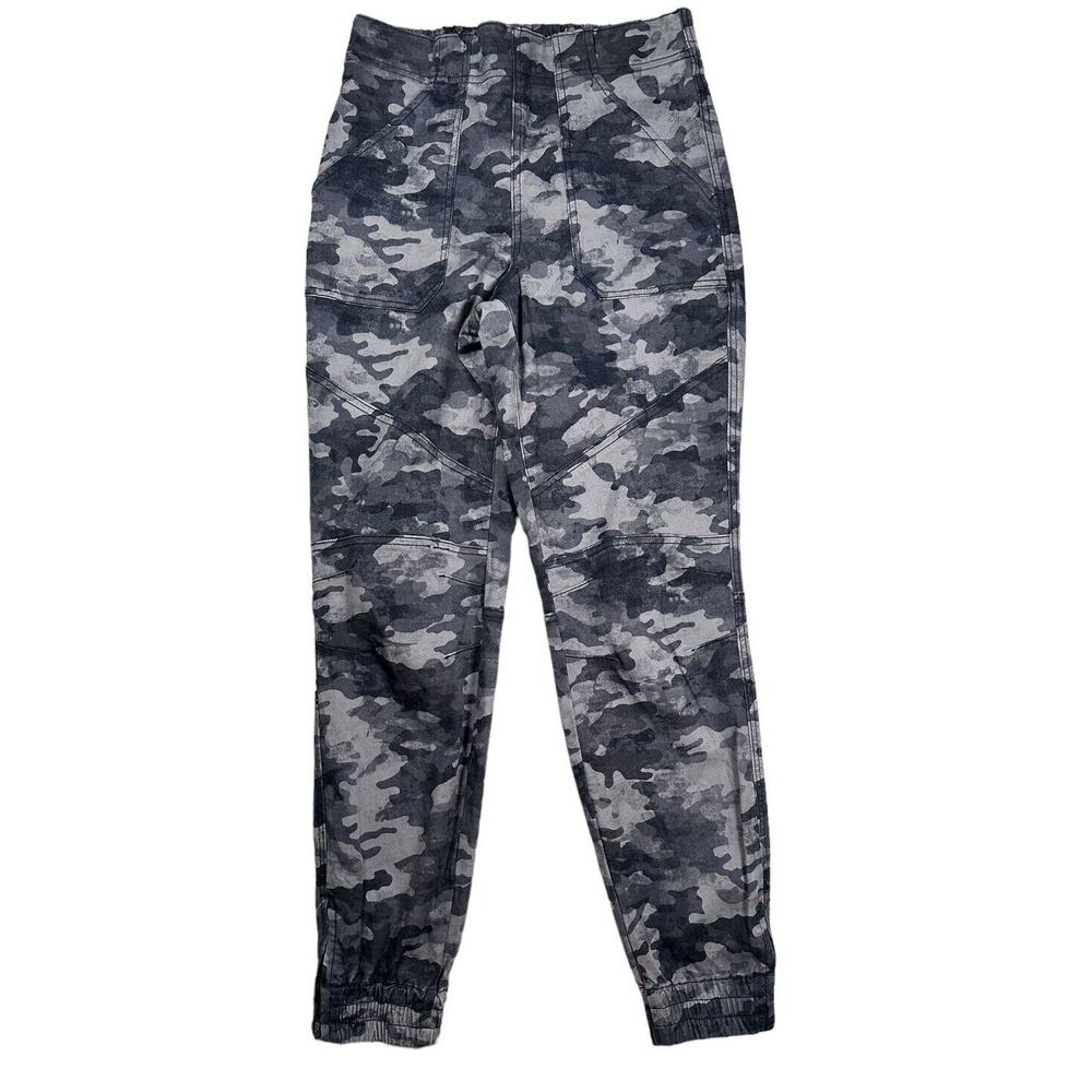 Spanx Camo Stretch Twill Jogger Pants M Blackwash Utility Cargo High Rise Grey